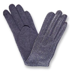 💠Metallic Touch Screen Gloves Womens One Size Gray Silver Faux Fur Lined